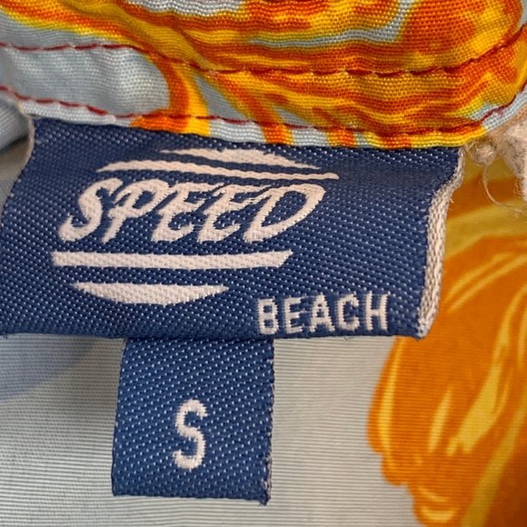 Men's Speed Beach Surf Board Shorts Small Blue Yellow Floral Drawstring - Picture 4 of 14